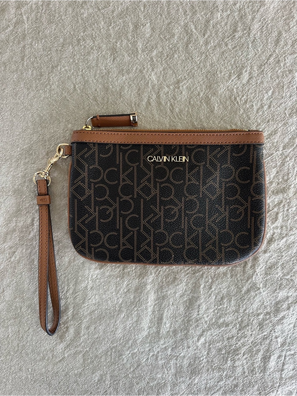 Calvin Klein Brown and Black Monogram Wristlet